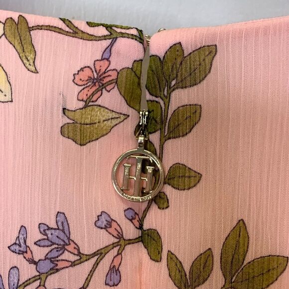 Tommy Hilfiger Pink Chiffon Floral Dress Flowy‎ Fit & Flare Cottage Core Size 16 - Picture 6 of 15